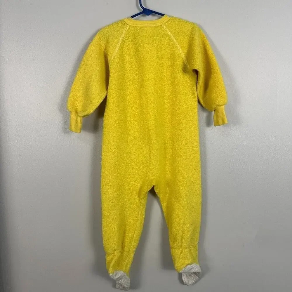 Vintage Winnie The Pooh Footed Sleeper Pajamas 4T Dinsey Fleece 90's Yellow